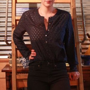 Navy 1/3 Buttondown Blouse • Liz Claiborne - L -